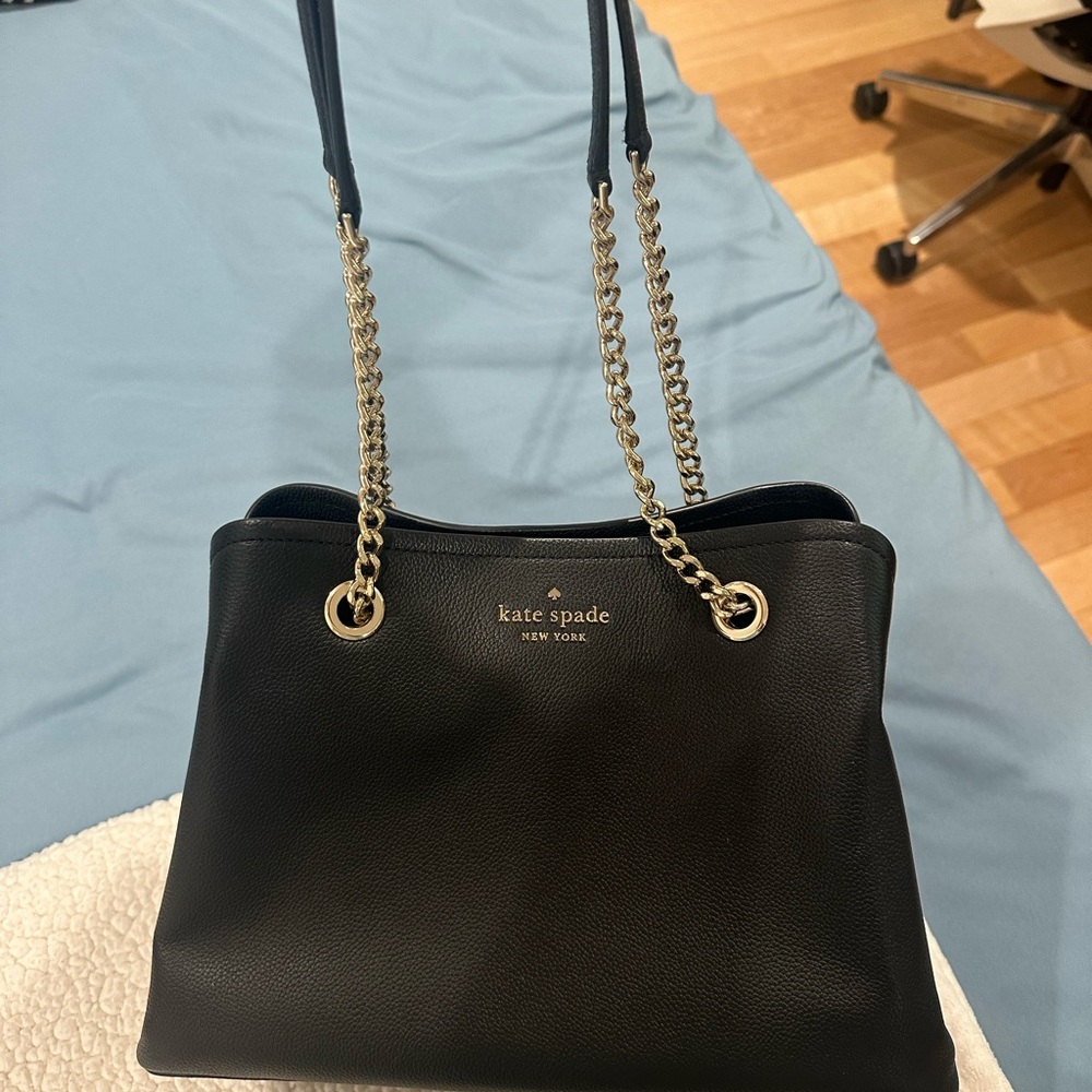 Kate Spade Navy Leather Shoulder Bag with Chain Straps